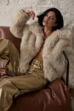 Altın Varaklı Jeans Pantolon