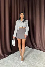 Pleated Skirt with Button Detail