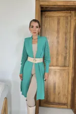 Kolları Örgülü Triko Hırka