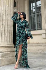 Patterned Ruffle Dress