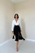 Jupe fendue et pièce