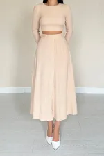 Corduroy Blouse & Skirt Set