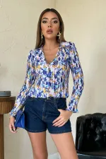 Piliseli Çiçek Desen Gömlek