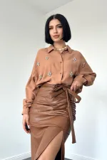 Ön Büzgülü Askılı Etek