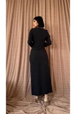 Pileli Yıtmaçlı Uzun Elbise