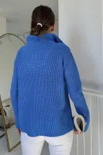 Pull en tricot zippé et col roulé