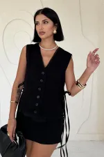 Yanları Bağcıklı Yelek