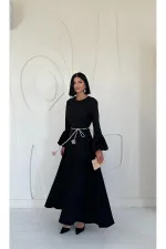 Balloon Sleeve Belted Dress