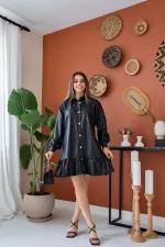 Robe en cuir avec jupe plissée