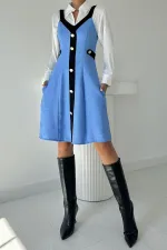 Embroidered Pocketed Strap Dress