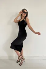 Satin Strap Velvet Dress