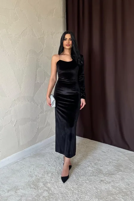 One-Shoulder Stone Strap Dress