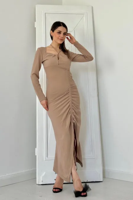 Strapless and Slit Dress