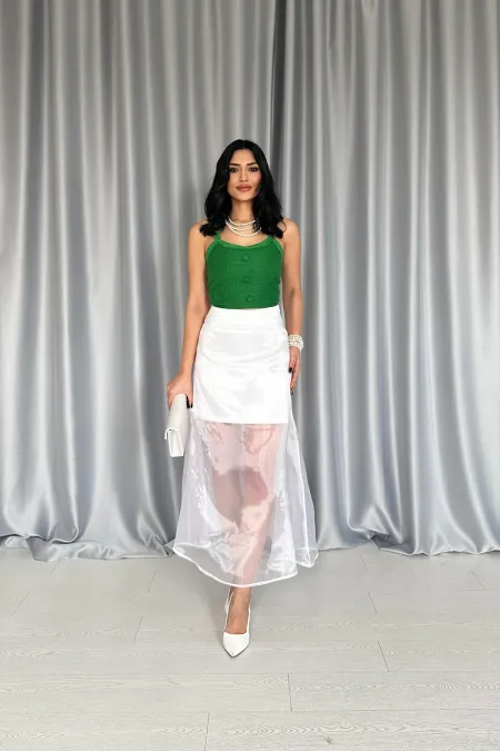 Atlas Skirt with Organza Detail