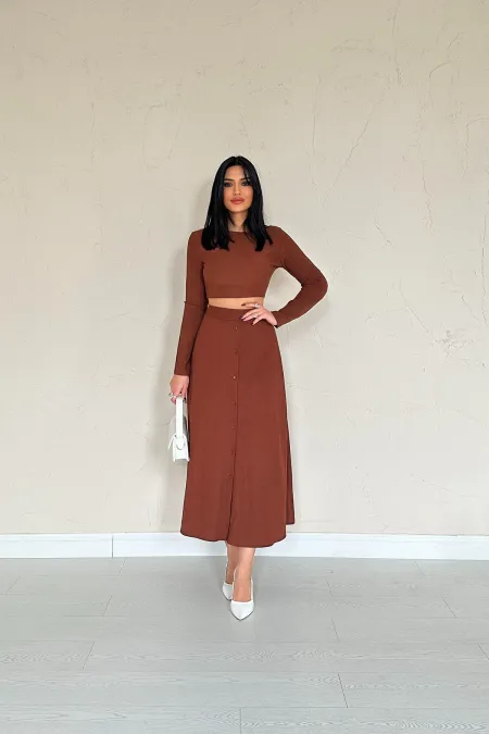 Corduroy Blouse & Skirt Set