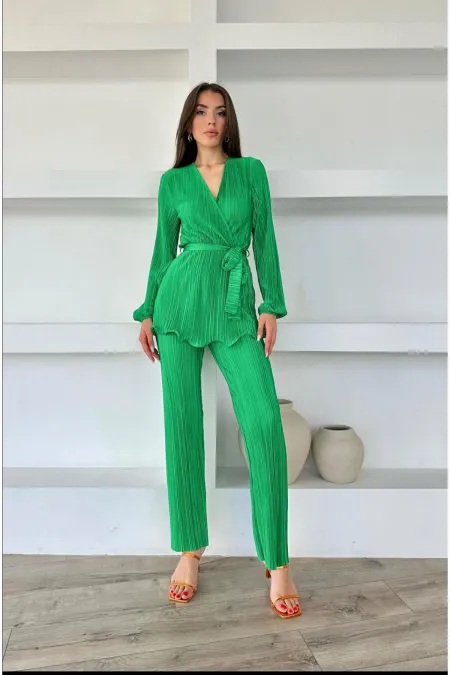 Pleated Belted Suit