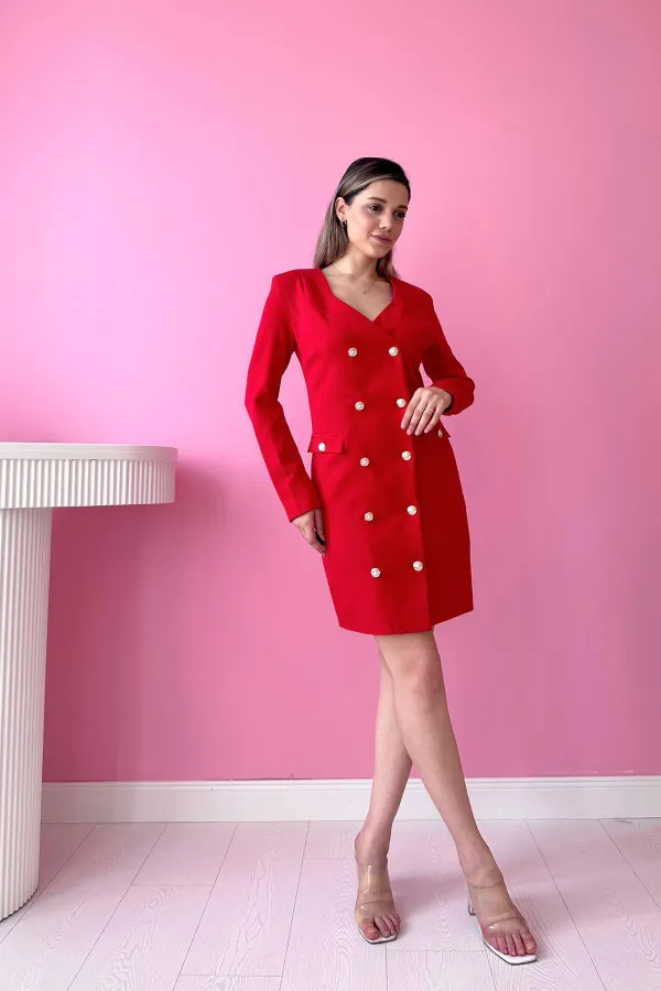 Robe veste à boutons dorés