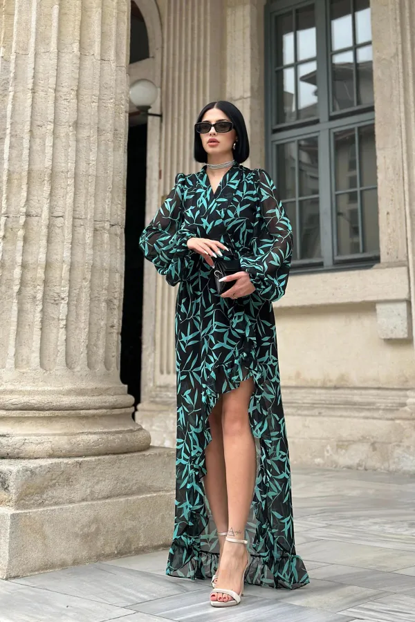 Patterned Ruffle Dress