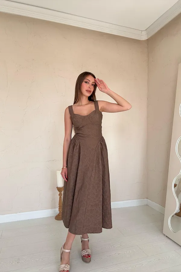 Side Pleated Chest Cup Dress