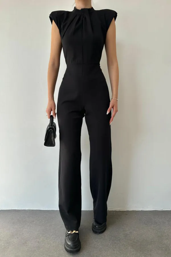 Padded Stand-up Collar Jumpsuit