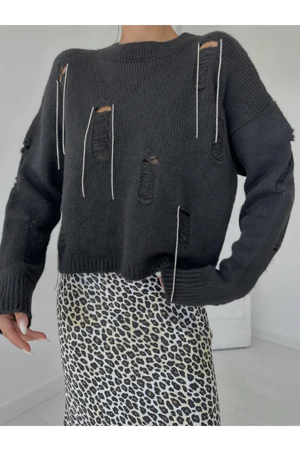 Faça ve Zincirli Triko Kazak