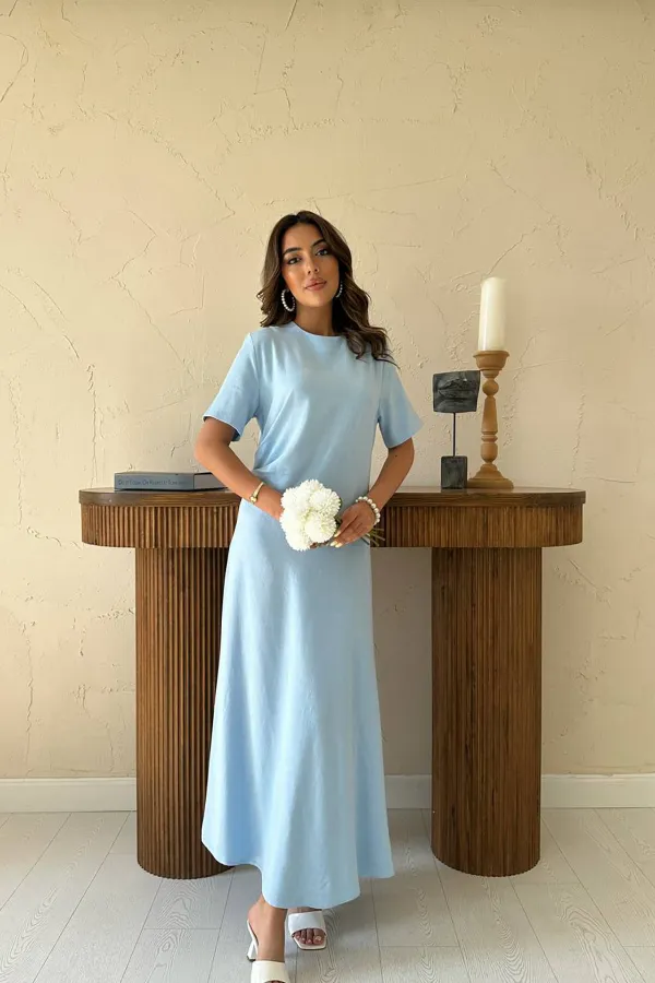 Pleated Crew Neck Dress