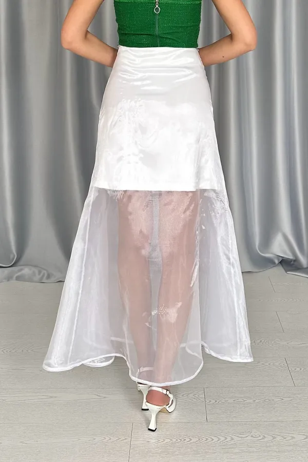 Atlas Skirt with Organza Detail