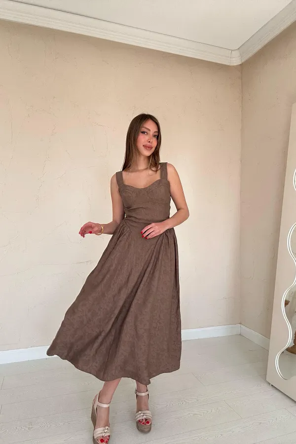 Side Pleated Chest Cup Dress