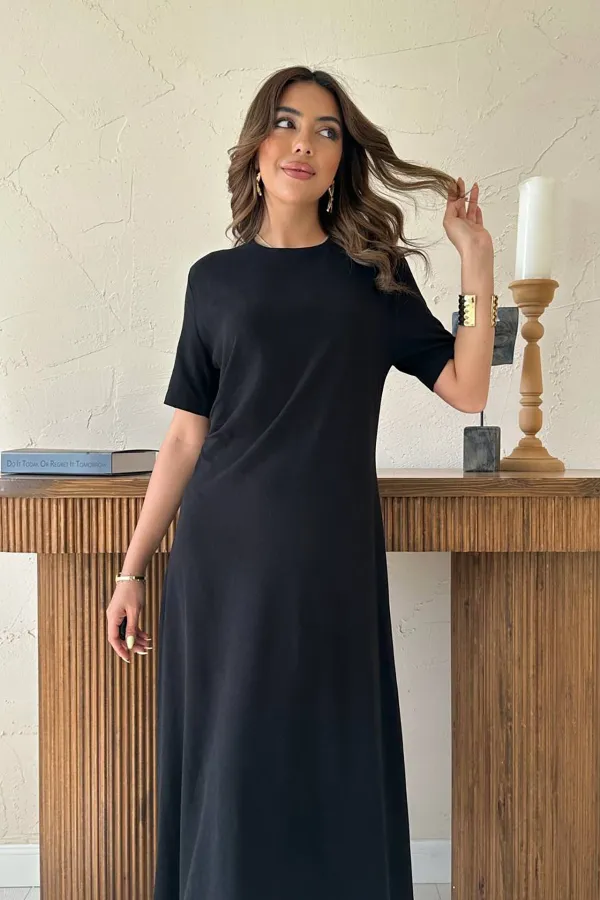 Pleated Crew Neck Dress