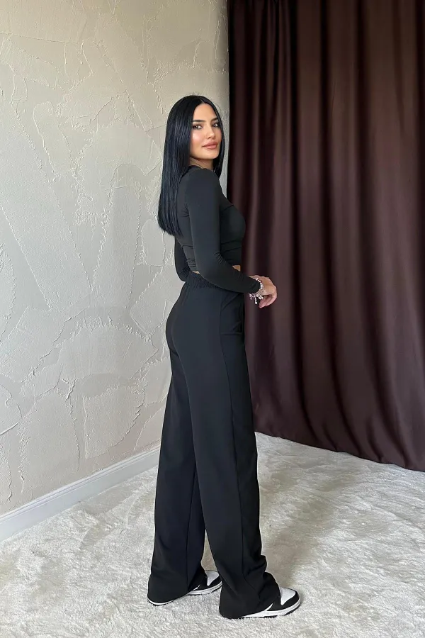 Pantalon à taille froncée