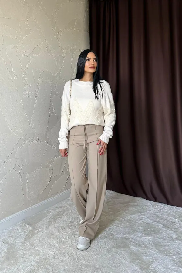 Pull en tricot perlé zigzag