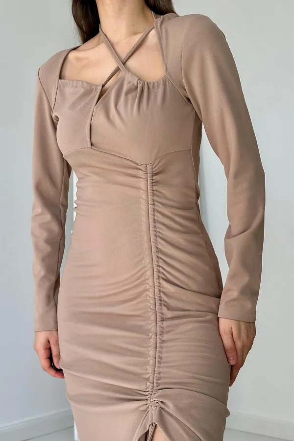 Strapless and Slit Dress