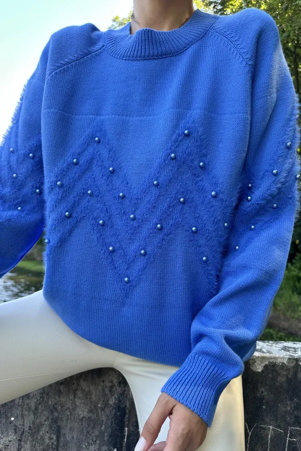 Pull en tricot perlé zigzag