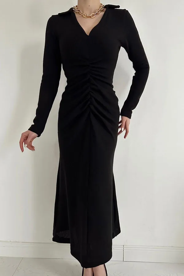 Büzgülü Triko Balık Elbise