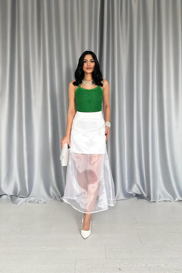 Atlas Skirt with Organza Detail