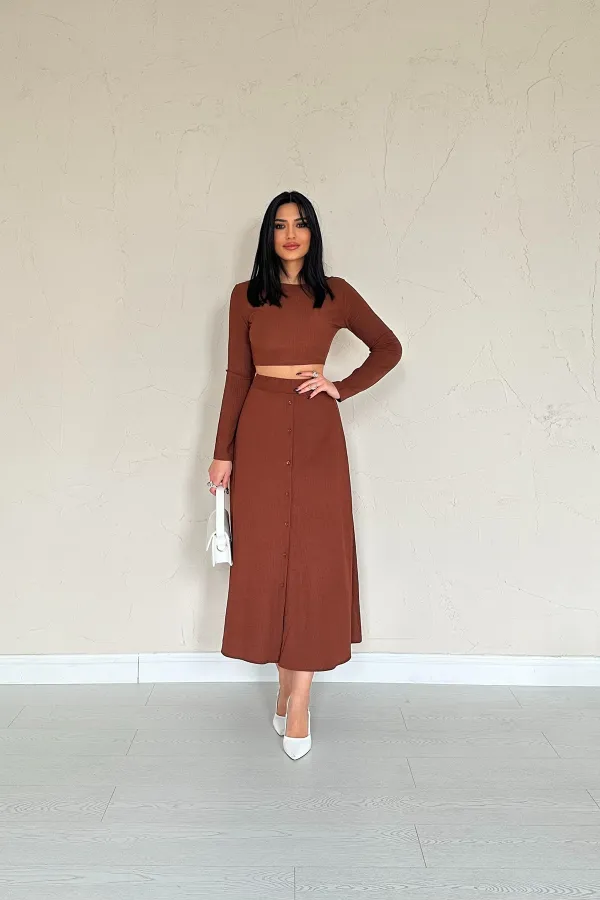 Corduroy Blouse & Skirt Set