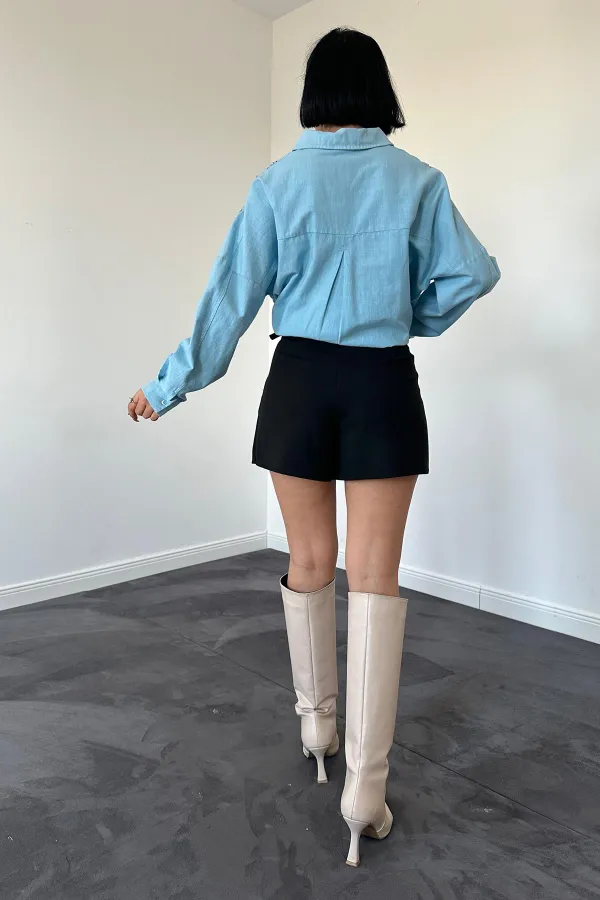 Dyed Linen Printed Stoned Shirt