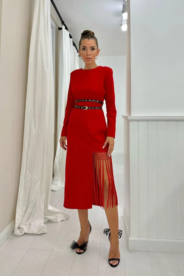 Robe Atlas avec jupe à pompons