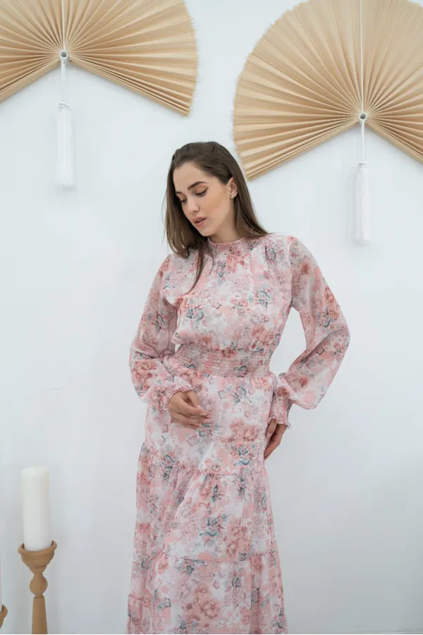 Şanzelize Çiçek Desenli Elbise