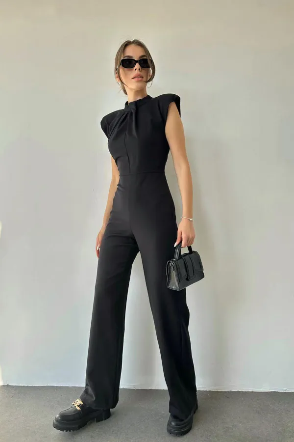 Padded Stand-up Collar Jumpsuit