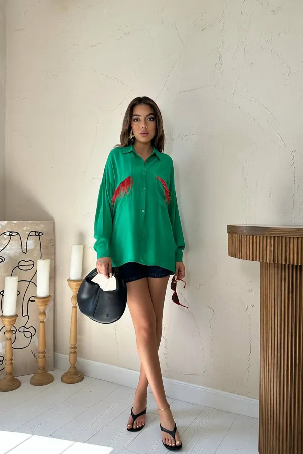 Cepli Püsküllü Gömlek