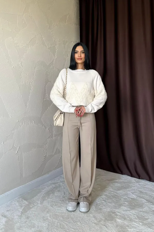 Pull en tricot perlé zigzag