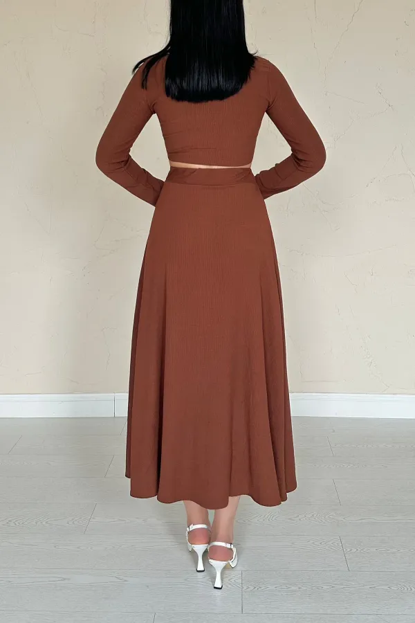 Corduroy Blouse & Skirt Set