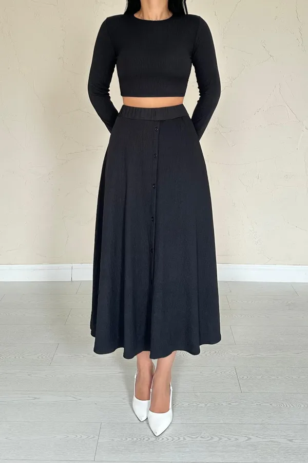 Corduroy Blouse & Skirt Set