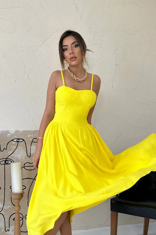 Long Gathered Dress with Chest Cup