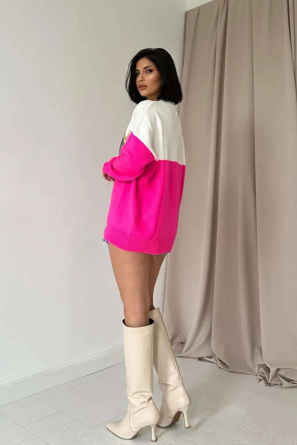 Zikzak Desenli Triko Kazak