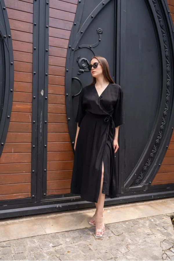 Belted Half Sleeve Dress