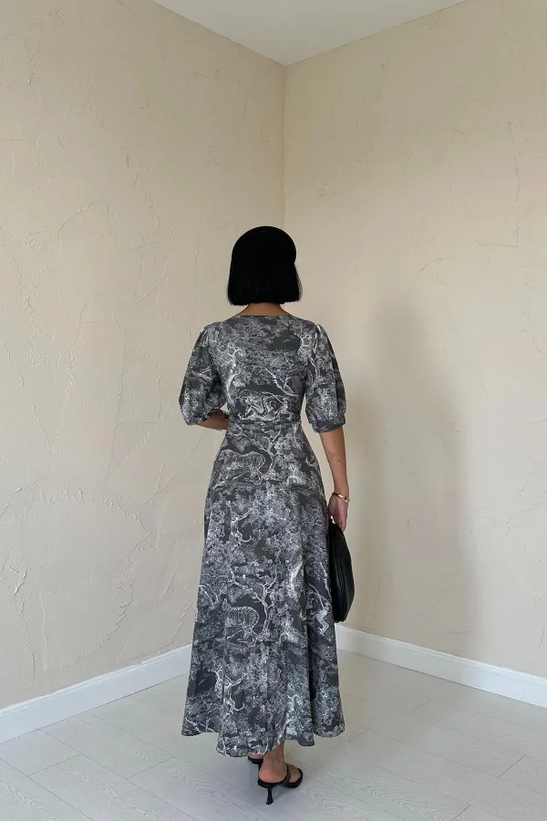 Button-Front Sweetheart Neck Dress