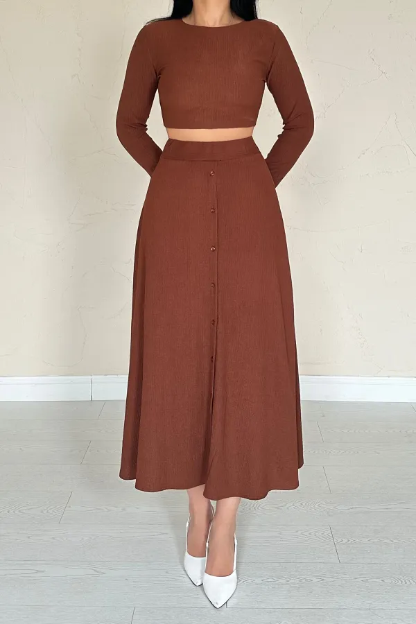Corduroy Blouse & Skirt Set