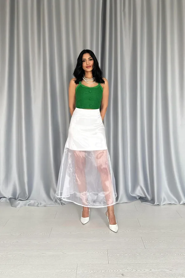 Atlas Skirt with Organza Detail